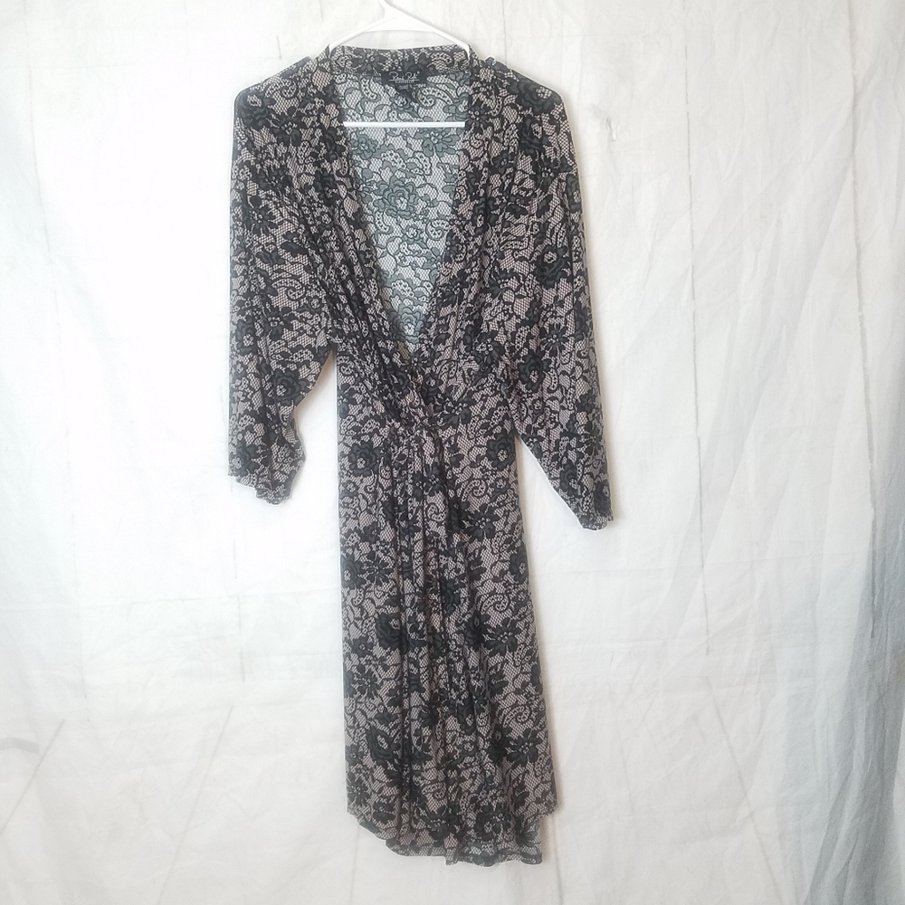 Rene Rofe Lace Print Tie Front Robe - Picture 2 of 6